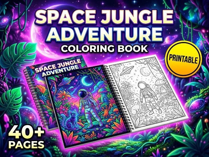 Space Jungle Adventure Coloring Book