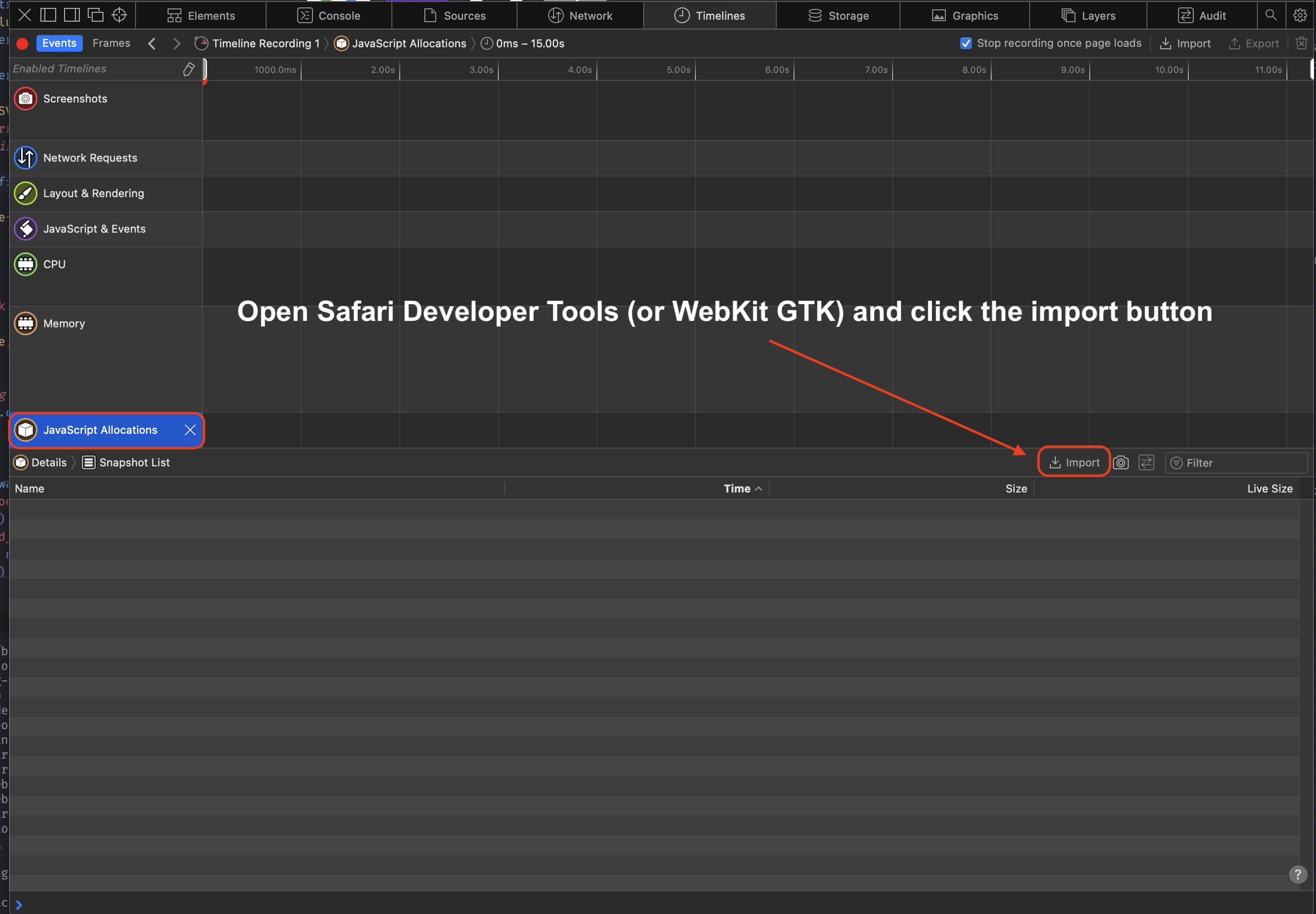 Importing a heap snapshot